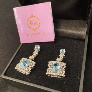925 Silver Blue Sparkly Earrings